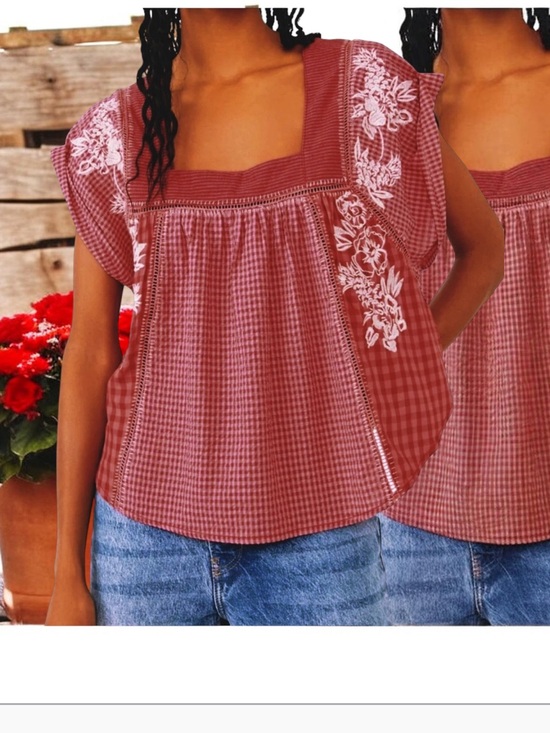 Free People Tops - FREE  PEOPLE HALF MOON EMBROIDERED TOP CHERRY WHITE SMALL LARGE